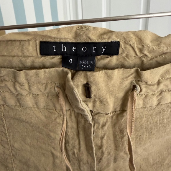 Theory Linen Blend Drawstring Ranee Pant - Picture 3 of 3